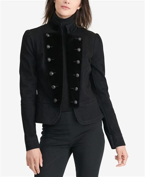 ralph lauren military inspired black denim peplum jacket